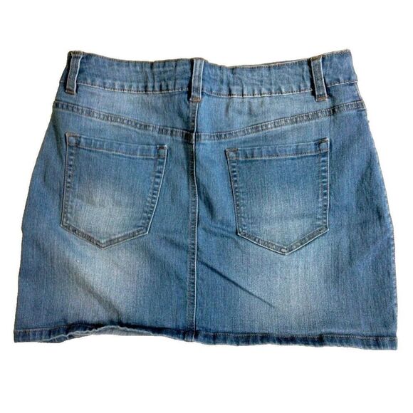 Azy Girls Large Blue Jean Denim Skirt Waist 30 Stretch 5 Pocket - Picture 2 of 4